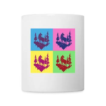 Wolf Wolf Head Forest Nature Mountains Wilderness Pop Art - Mug - white - Front