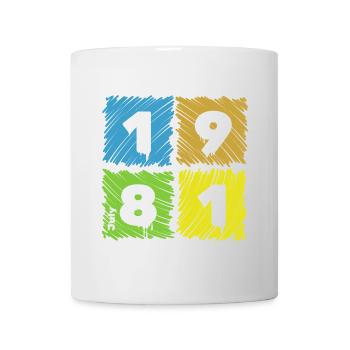 44. Geburtstag Farbige Patches since 07/1981 - Tasse - Weiß - Vorne