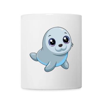 Bébé phoque aux grands yeux brillants - Mug blanc - blanc - Devant