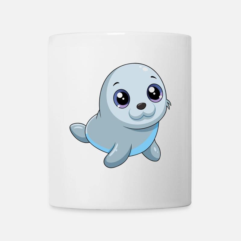 Baby seal with big bright eyes - Mug - white