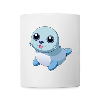 Bébé phoque aux grands yeux brillants - Mug blanc - blanc - Devant
