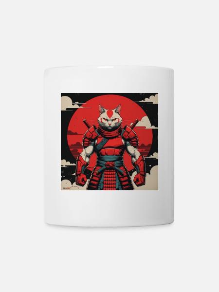 Samurai-Katzenkrieger - Tasse - Weiß
