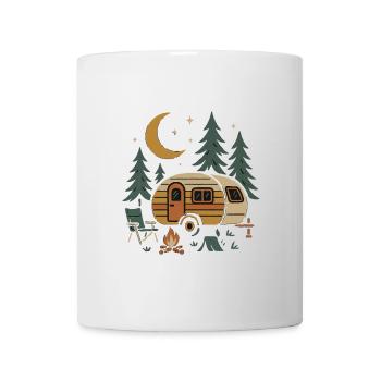 Nächtliches Camping-Szenen-Design - Tasse - Weiß - Vorne