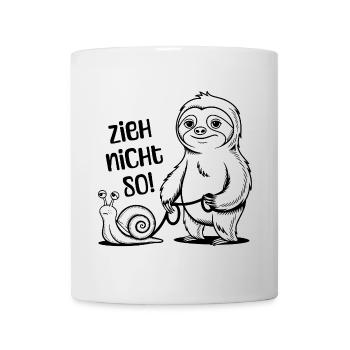Zieh nicht so - Schnecke und Faultier - Tasse - Weiß - Vorne