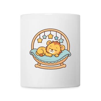 Schlafendes Löwenbaby – Süßes Tier-Motiv fürs Baby - Tasse - Weiß - Vorne