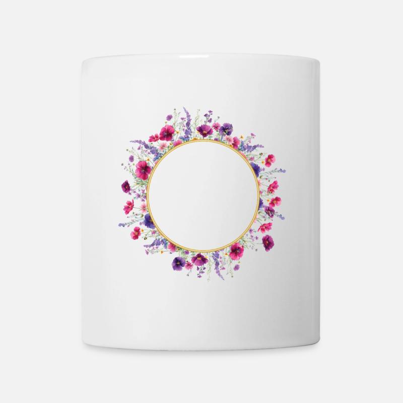 Wildblumen - Blumenkranz Personalisierbar - Tasse - Weiß