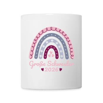 Große Schwester 2026 Regenbogen - Tasse - Weiß - Vorne