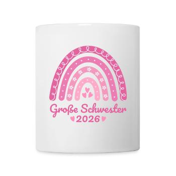 Große Schwester 2026 Regenbogen - Tasse - Weiß - Vorne