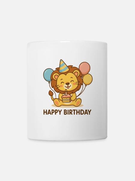 Löwe Geburtstag Party Motiv - Tasse - Weiß