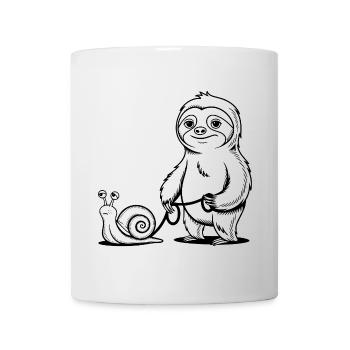 Sloth and Snail - Going for a Walk - Mug - white - Front
