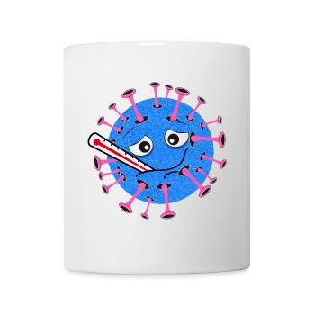 Sick Virus – Cartoon with Clinical Thermometer - Mug - white - Front