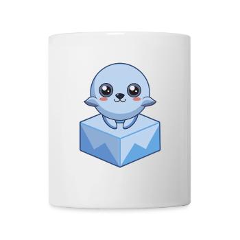Bébé phoque pixel sur un glaçon - Mug blanc - blanc - Devant