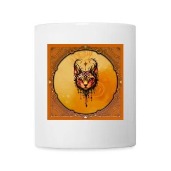 Ornamentale Eleganz: Porträt einer Katze. - Tasse - Weiß - Vorne
