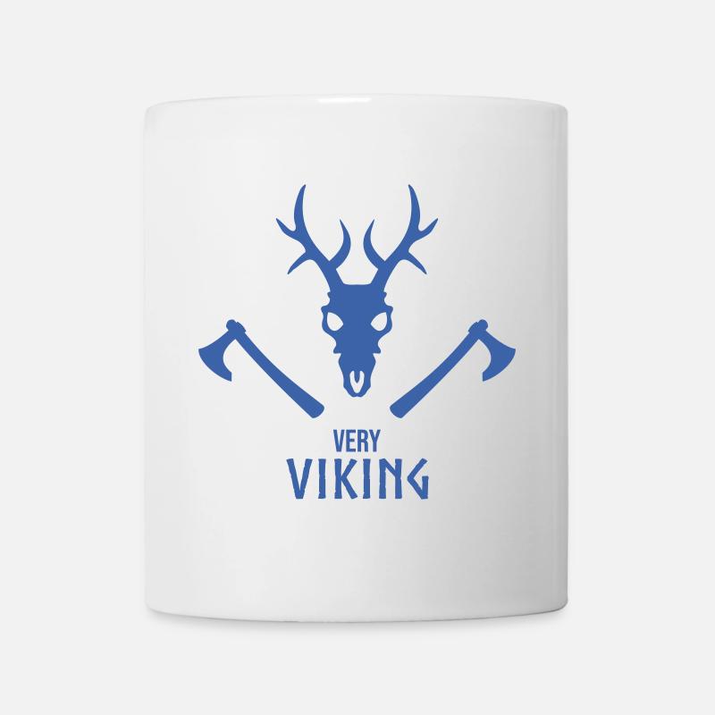 Emblème du crâne viking avec haches - Mug blanc - blanc