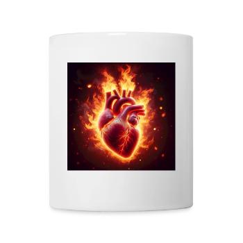 Brennendes Herz Design - Tasse - Weiß - Vorne