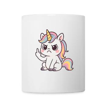 Freches Einhorn mit Mittelfinger – Kawaii Statemen - Tasse - Weiß - Vorne