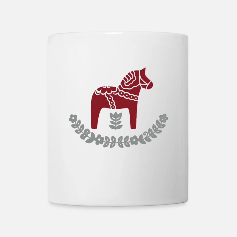 Cheval Dala avec arche fleurie – Design folklorique nordique - Mug blanc - blanc