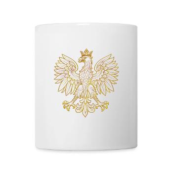 Pologne Polska Aigle drapeau drapeau Cadeau doré - Mug blanc - blanc - Devant