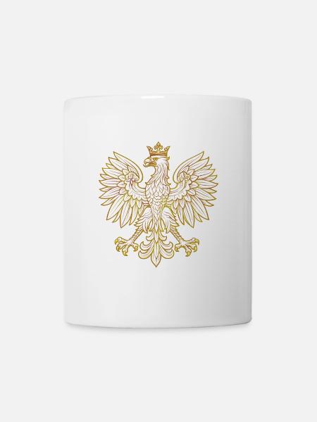 Pologne Polska Aigle drapeau drapeau Cadeau doré - Mug blanc - blanc