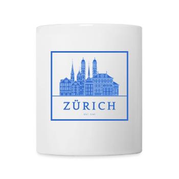 Zürich Skyline Blau Silhouette - Tasse - Weiß - Vorne
