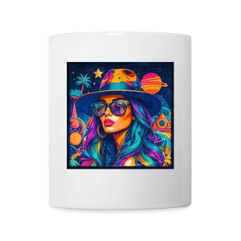 Sommerfarben der Damen, Planeten und Palmen, Weiblichkeit - Tasse - Weiß - Vorne
