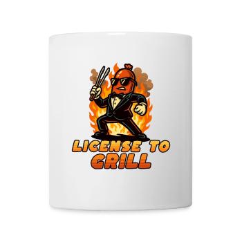 Licence pour griller un chef flamant - Mug blanc - blanc - Devant