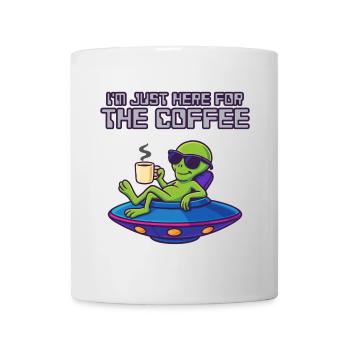 Kaffeeliebender Außerirdischer im UFO - Tasse - Weiß - Vorne