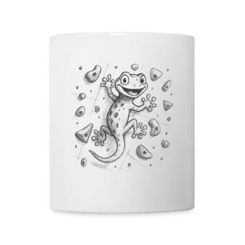 Bouldering Gecko Lizard Climbing Drawing Gift - Mug - white - Front