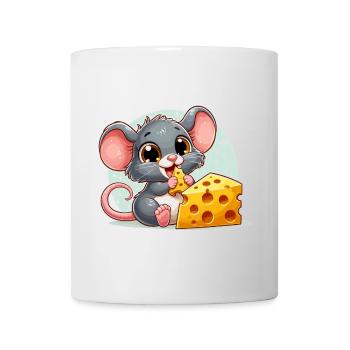 Käse Maus lecker Käse macht glücklich Geschenk - Tasse - Weiß - Vorne