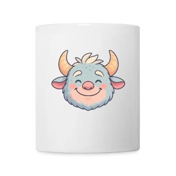 Cheerful Bull Head Cartoon - Mug - white - Front
