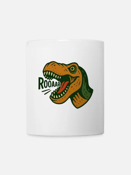 T-Rex head with loud roar - Mug - white