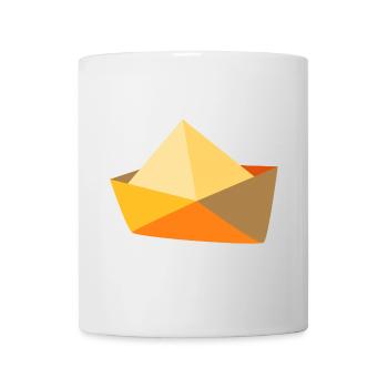 yellow boat paper ship maritime sea water - Mug - white - Front