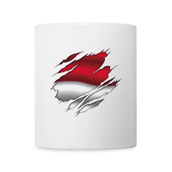 Flagge von Indonesien - Indonesien - Zerrissene Flagge - Tasse - Weiß - Vorne