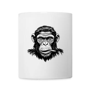 Cooler Affe mit Zigarre – Schwarz-Weiß Vector Affe - Tasse - Weiß - Vorne