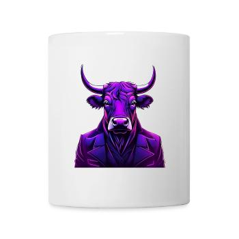 Bull in colorful tattoo style - Mug - white - Front