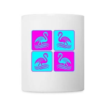 Flamant rose Vagues Pop Art - Mug blanc - blanc - Devant
