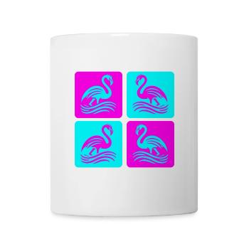 Flamant rose Vagues Pop Art - Mug blanc - blanc - Devant