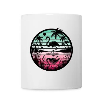 Rétro Flamingo Sunset - Mug blanc - blanc - Devant
