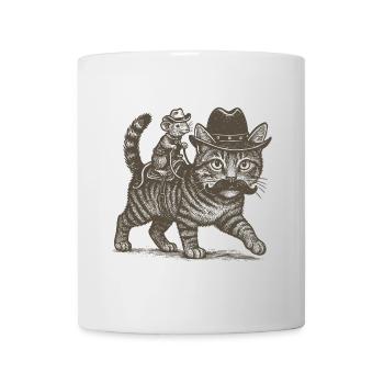 Cat Cowboy Mouse Hat Western Trend 2025 - Mug - white - Front