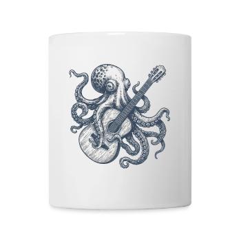 Oktopus mit Gitarre Vintage Retro Musik Band Look - Tasse - Weiß - Vorne