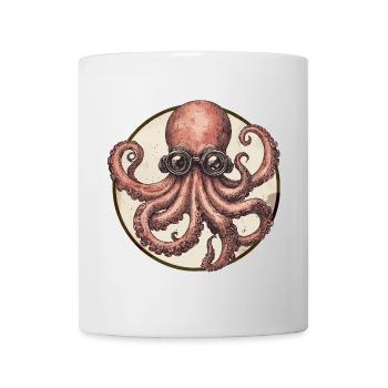Calmars avec des verres – le style des grands fonds marins rencontre la fraîcheur - Mug blanc - blanc - Devant
