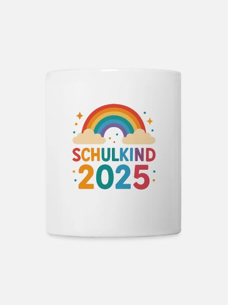 Rainbow Schulkind 2025 Motiv - Tasse - Weiß