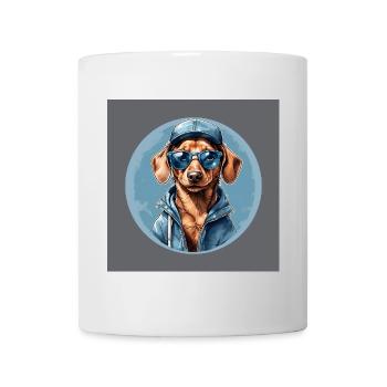 Teckel Teckel avec lunettes de soleil et sweat à capuche - Mug blanc - blanc - Devant