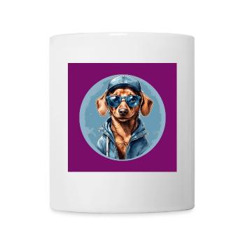 Teckel Teckel avec lunettes de soleil et sweat à capuche - Mug blanc - blanc - Devant