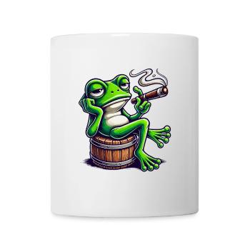 Chill Frosch mit Zigarre - Tasse - Weiß - Vorne
