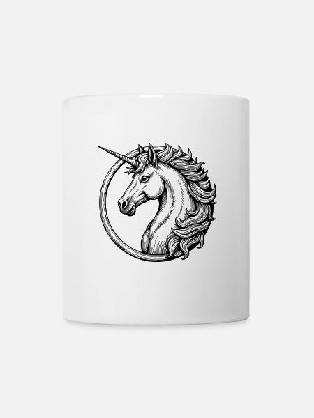 Majestätisches Einhorn Logo Illustration - Tasse - Weiß