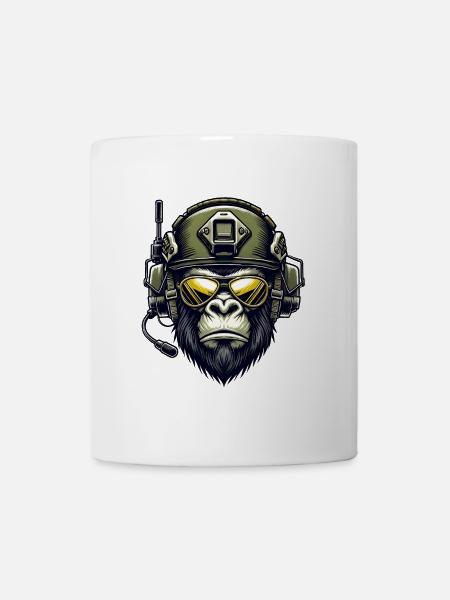 Gorilla Militär Design - Tasse - Weiß