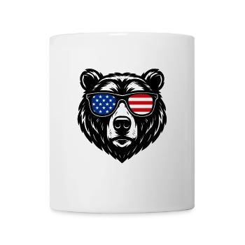 Patriotic bear with USA glasses - Mug - white - Front