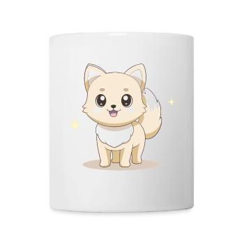 Entzückender beiger Spitzhund mit fröhlichen Augen - Tasse - Weiß - Vorne