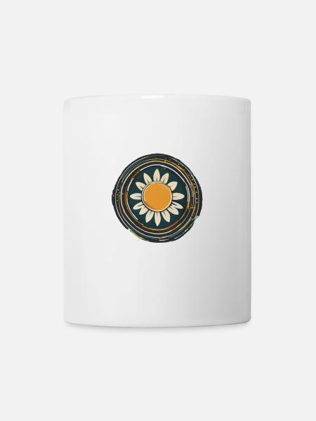 Minimalist Sunflower Mandala | Nature & Po - Mug - white